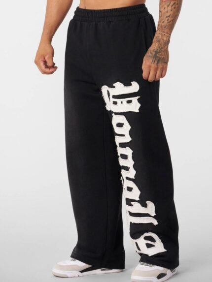 YOUNGLA New Men's Cotton Embroidered Straight Fit Casual Pants