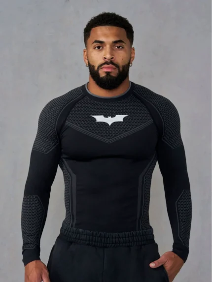 YOUNGLA Batman Co-branded Men's Long Sleeve Stretchy Tights Training Suit