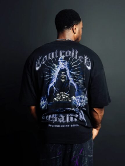 CONTROLLED INSANITY Pure Cotton Loose-Fitting Short-Sleeved Fitness/Exercise T-Shirt